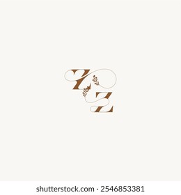 ZZ letter wedding monogram logo initial elegant curve organic bold and hairline monogram