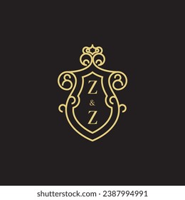 ZZ line vintage initial logo in high quality professional design that will print well across any print media