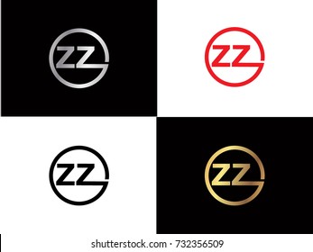 ZZ Logo. Letter Design Vector with Red and Black Gold Silver Colors


