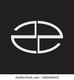 ZZ Logo letter oval monogram design template with black and white colors