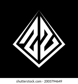 ZZ logo letters monogram with prisma shape design template vector icon modern