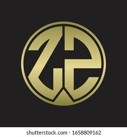 ZZ Logo monogram circle with piece ribbon style on gold colors