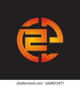 ZZ Logo monogram with cutting line style isolated on colors