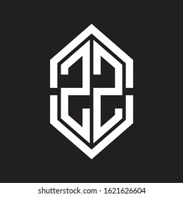 ZZ Logo monogram with hexagon shape and outline slice style with black and white