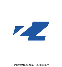 ZZ negative space letter logo blue