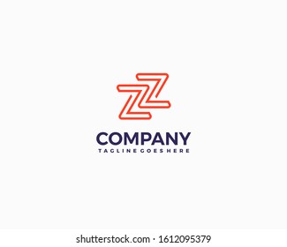 ZZ outline simple logo initial design template