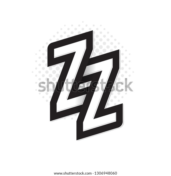 Zz Vintage Monogram Logo Pop Art Stock Vector Royalty Free