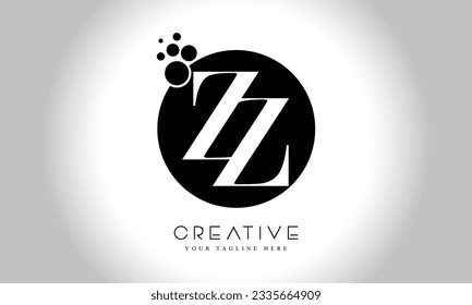 ZZ Z Z alphabet company letter logo design vector icon template simple black white circle dot dots creative abstract 