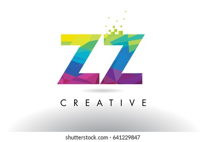 ZZ Z Colorful Letter Design with Creative Origami Triangles Rainbow Vector.