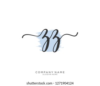 ZZ Z Z Initial handwriting logo vector