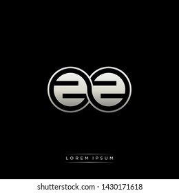 ZZ Z initial letter linked circle capital monogram logo modern template silver color edition