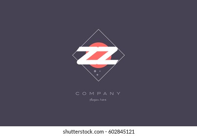 zz z  vintage retro pink purple rhombus alphabet company letter logo design vector icon creative template background