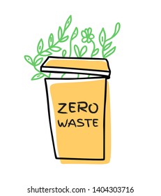 Zzero waste concept doodle vector icon isolated on white background Ecological lifestyle