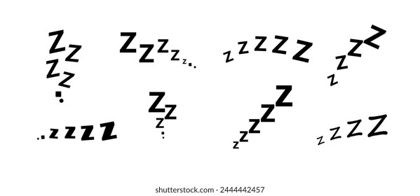 Zzz bed sleep snore icons snooze nap Z sound . Sleepy yawn or insomnia sleeper alarm clock Zzz line icons of goodnight deep sleep, bored or tired