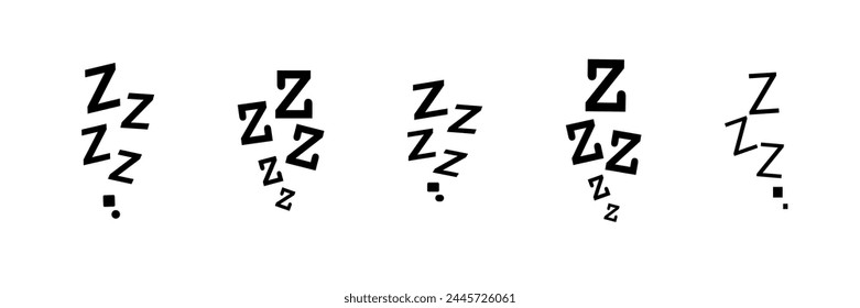 Zzz bed sleep snore icons snooze nap Z sound . Sleepy yawn or insomnia sleeper alarm clock Zzz line icons of goodnight deep sleep, bored or tired