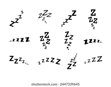 Zzz bed sleep snore icons snooze nap Z sound . Sleepy yawn or insomnia sleeper alarm clock Zzz line icons of goodnight deep sleep, bored or tired