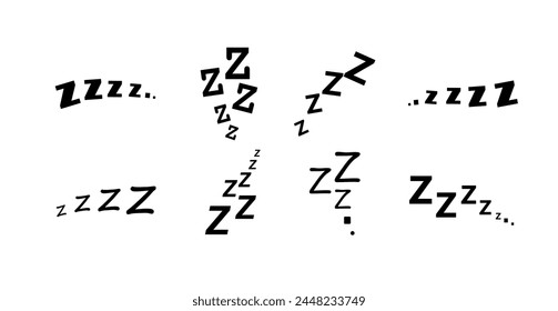 Zzz bed sleep snore icons snooze nap Z sound . Sleepy yawn or insomnia sleeper alarm clock Zzz line icons of goodnight deep sleep, bored or tired