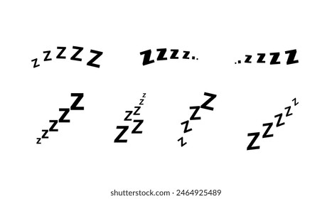 Zzz bed sleep snore icons snooze nap Z sound . Sleepy yawn or insomnia sleeper alarm clock Zzz line icons of goodnight deep sleep, bored or tired