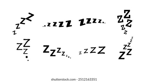 Zzz bed sleep snore icons snooze nap Z sound . Sleepy yawn or insomnia sleeper alarm clock Zzz line icons of goodnight deep sleep, bored or tired