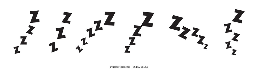 Zzz bed sleep snore icons, snooze nap Z sound . Sleepy yawn or insomnia sleeper alarm clock, Zzz line icons of goodnight deep sleep, bored or tired.