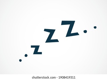 Zzz black abstract sleeping or snoring text isolated on white background, vector geometric illustration for cartoon or doodle style bed time concepts.