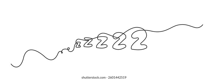 Zzz continuous thin line icon, one line art snoring symbol, minimalist zzzz outline drawing, single monoline snore sign, linear sleep sound vector illustration