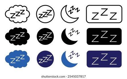 Zzz icon in black and colored versions.