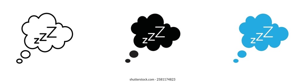 Zzz icon black white vector outline
