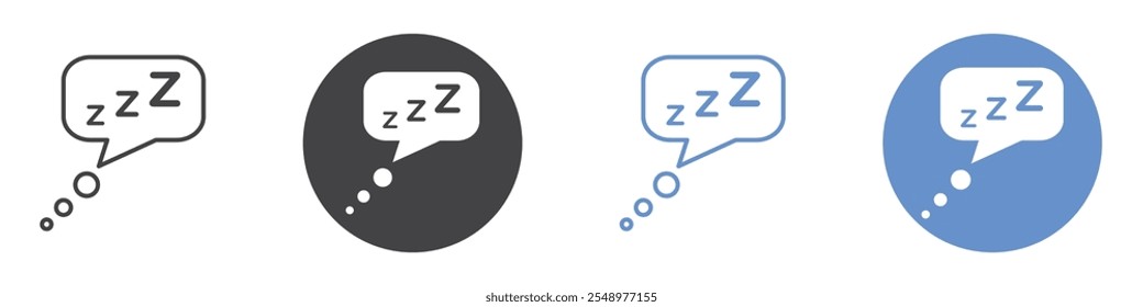Zzz icon flat line symbol set.