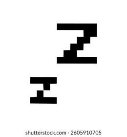 Zzz icon in pixel style isolated in white background. Symbol of sleeping. Suitable for design element.