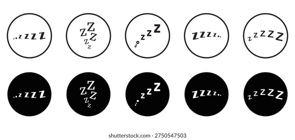 Zzz icon set collection, sleep snore symbol, bed sleep, vector