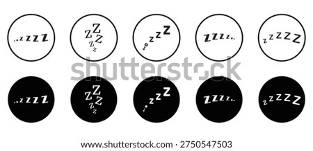 Zzz icon set collection, sleep snore symbol, bed sleep, vector