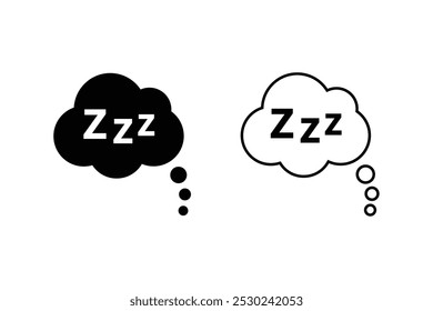 ZZZ icon vector. Sleep, dream, relax, rest, insomnia. Sleepy zzz talk bubble sign