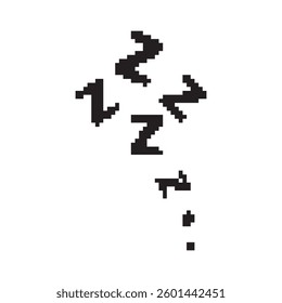 Zzz pixel icon. Snoring 8 bit symbol, retro style zzzz computing pictogram, computing snore sign, sleep sound mosaic vector illustration