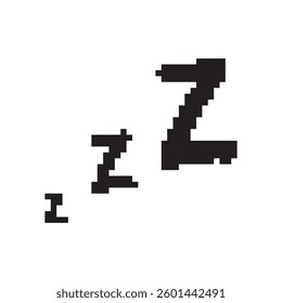 Zzz pixel icon. Snoring 8 bit symbol, retro style zzzz computing pictogram, computing snore sign, sleep sound mosaic vector illustration