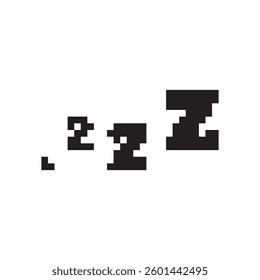 Zzz pixel icon. Snoring 8 bit symbol, retro style zzzz computing pictogram, computing snore sign, sleep sound mosaic vector illustration