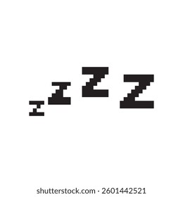 Zzz pixel icon. Snoring 8 bit symbol, retro style zzzz computing pictogram, computing snore sign, sleep sound mosaic vector illustration