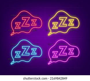 Zzz sign in flat style. Bedtime concept. neon icon. Flat illustration