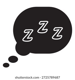 Ilustración vectorial del icono del sueño de Zzz aislada en fondo negro.