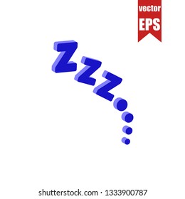 Zzz Sleep Isometric Icon.Vector Illustration.