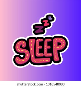 Zzz, sleep lettering stitched frame illustration