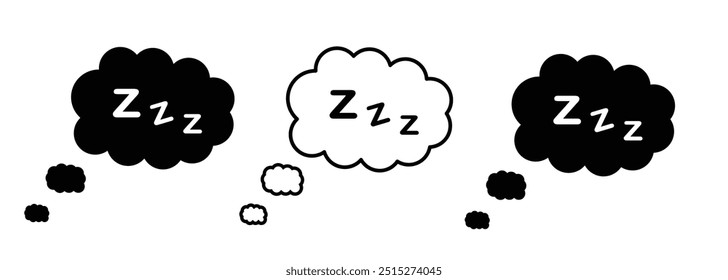 Zzz Sleep rest icon design. Sleep rest symbol design. Sleep icon comic bubble zzz. Vector illustration.