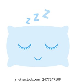 zzz sleep snore and cute pillow character vector icon, night sleepy noise sound illustration, relax sleep icon isolated on white background