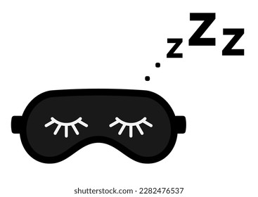 Zzz sleep snore with eye mask vector icon. Night sleepy noise sound illustration. Black signs isolated on white background.