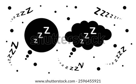 Zzz sleep snore text in black speech bubble. night sleep noise sound. sleep comic bubble. dreams signs
