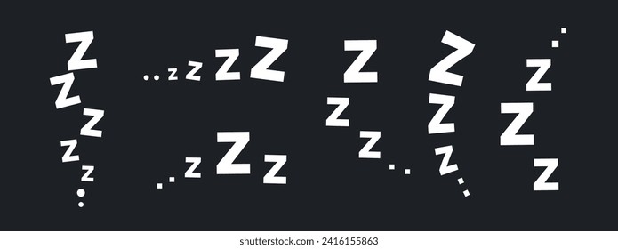 Zzz sleep snore text doodle. Vector snore zzz sleep dream comic cartoon sweet night design graphic