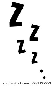 Zzz sleep snore text vector simple icon. Night sleepy noise sound illustration. Black signs isolated on white background.