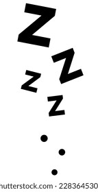 Icono de vector de texto de zz sleep snore. Ilustración sonora de sueño nocturno. Signo de relajación negro aislado sobre fondo blanco.