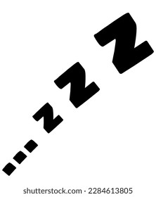 Zzz sleep snore text vector icon. Night sleepy noise sound illustration. Black relax sign isolated on white background.