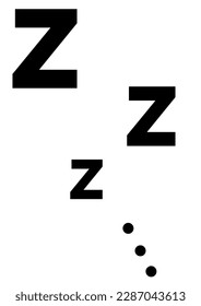 Zzz sleep snore text vector icon. Night sleepy noise sound illustration. Black relax sign isolated on white background.